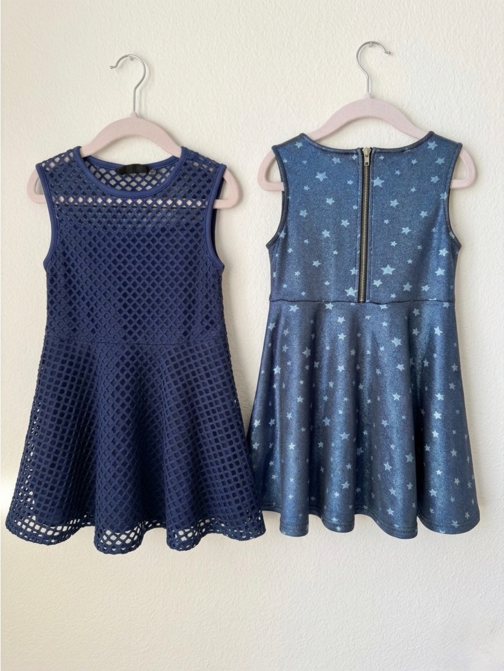 KIDPIK Girls Sleeveless Metallic Star Navy Mesh Galaxy Skater Dress Lot Blue 4 - Picture 7 of 9